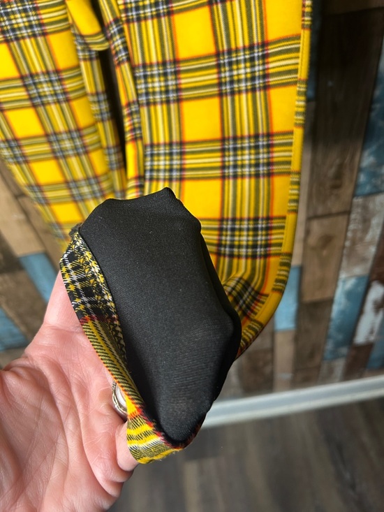 Tie-Waist Plaid Skinny Pants in Yellow - Picture 9 of 13